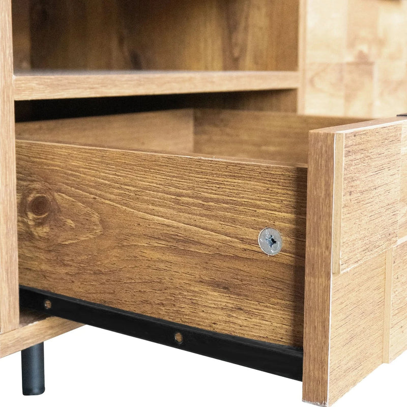 TV Stand Wood Space-Saving Entertainment Center With Storage For 75-85 Inch TV