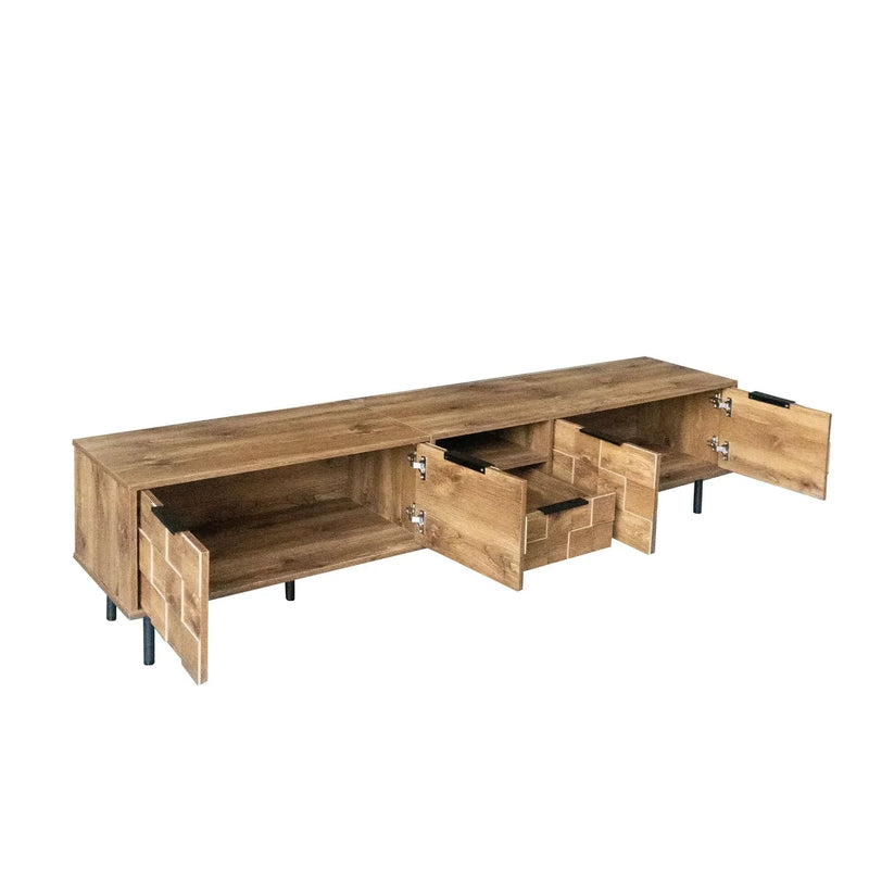 TV Stand Wood Space-Saving Entertainment Center With Storage For 75-85 Inch TV