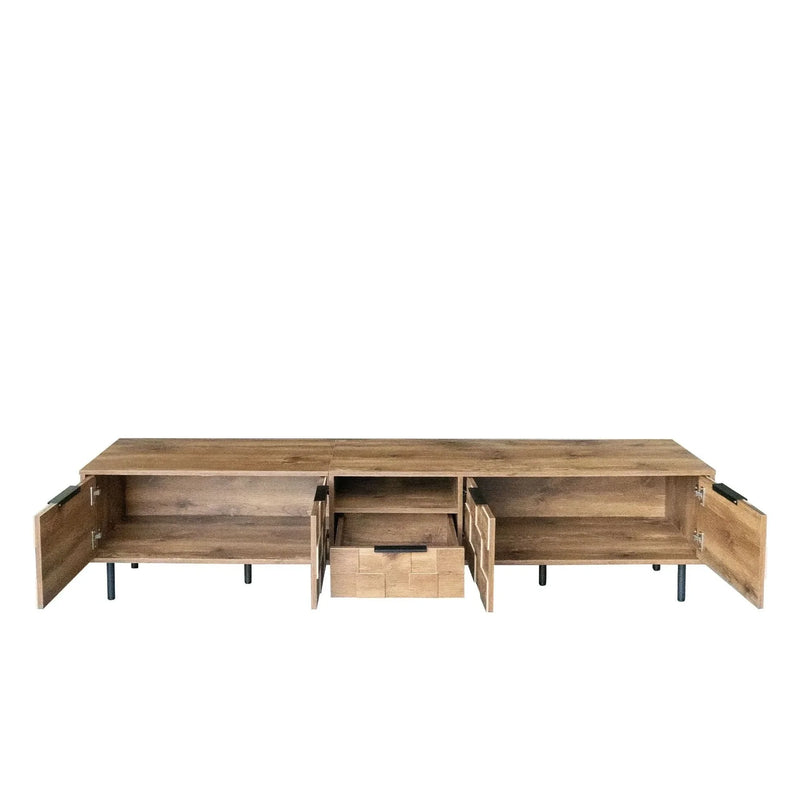 TV Stand Wood Space-Saving Entertainment Center With Storage For 75-85 Inch TV