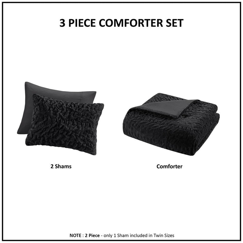 King/Cal King Ruched Fur Down Alternative Comforter Set