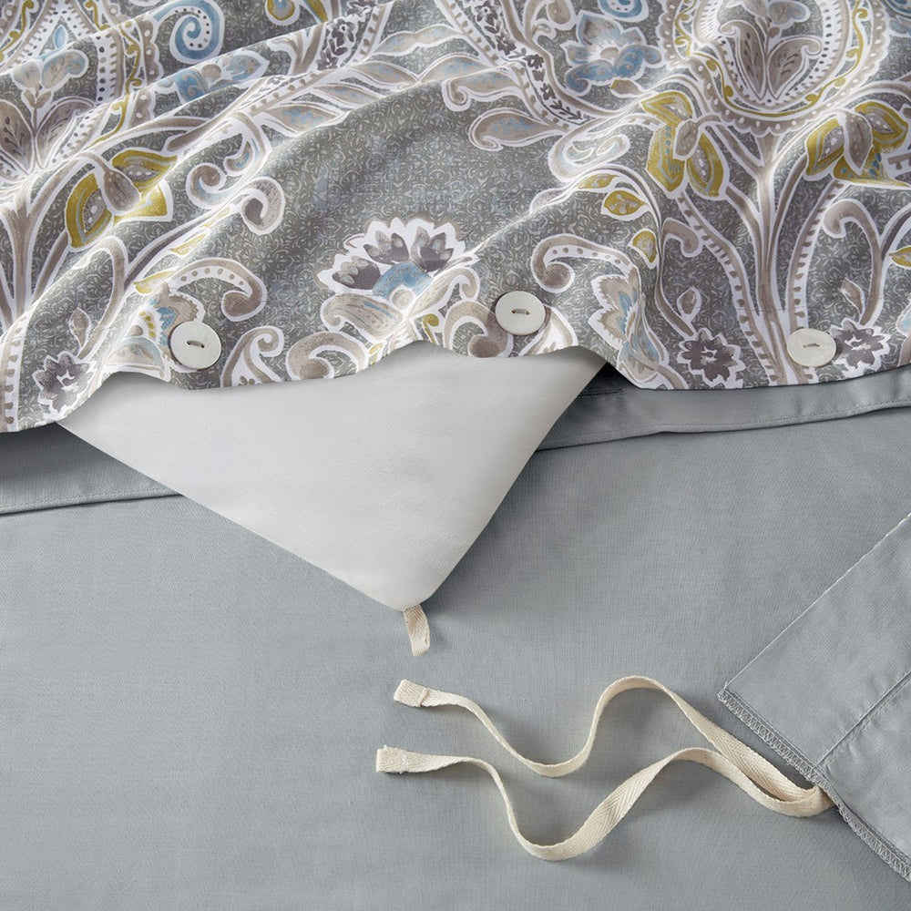 5 Piece Cotton Duvet Cover Set Grey King Media 7