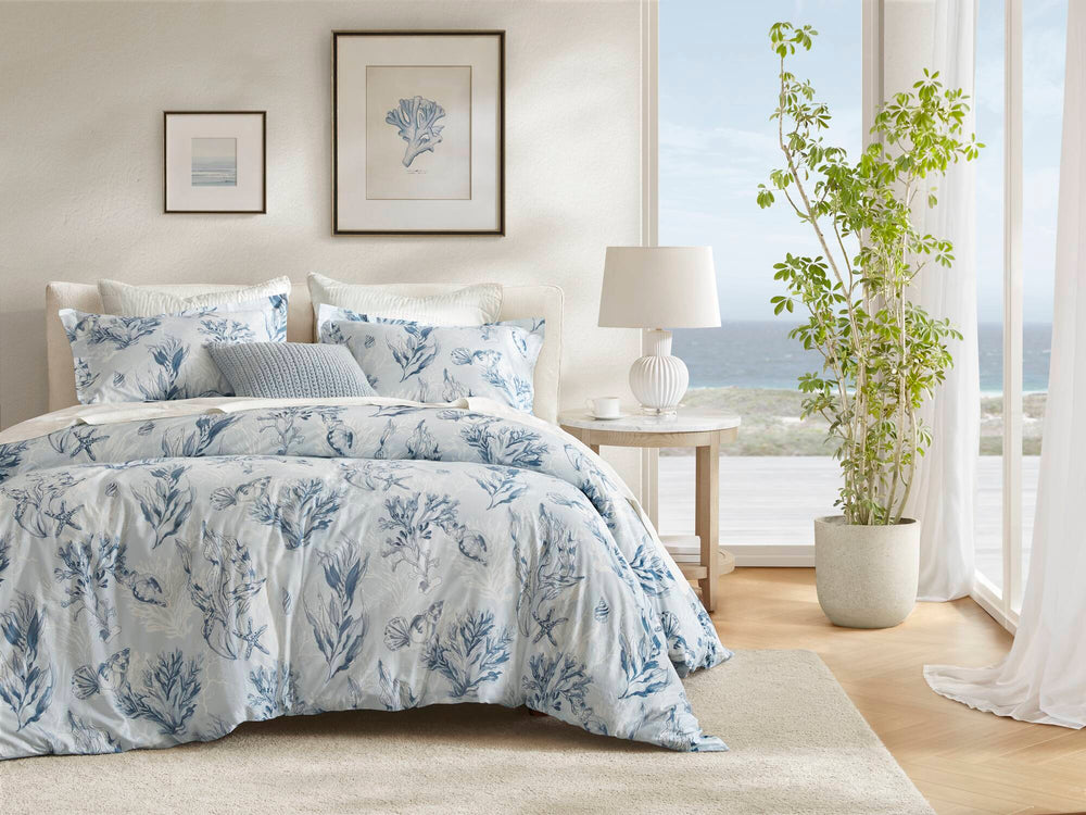 3-Piece Full/Queen 100% Cotton Sateen Duvet Cover Set,Navy/Blue Media 10