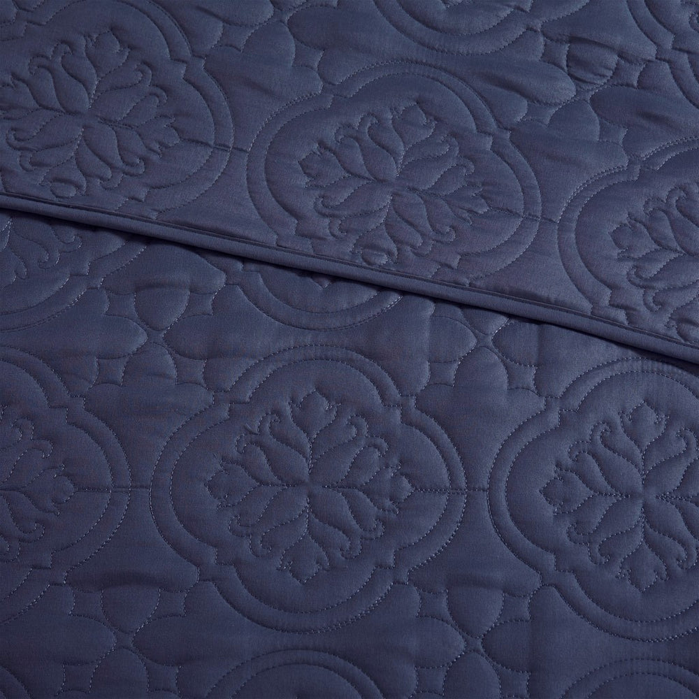 3 Piece Reversible Bedspread Set Navy Full/Queen Media 12