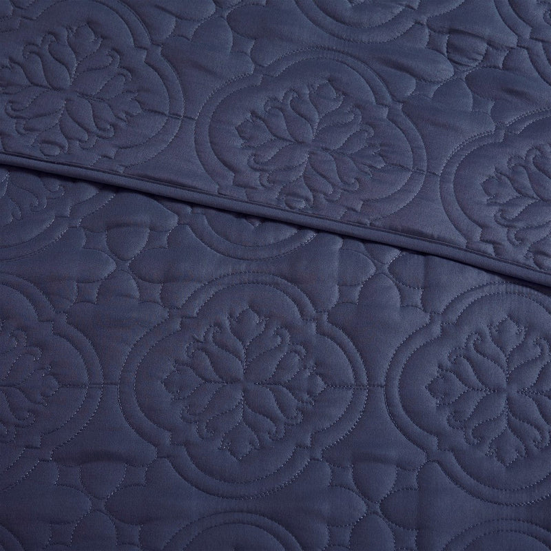 3 Piece Reversible Bedspread Set Navy Full/Queen