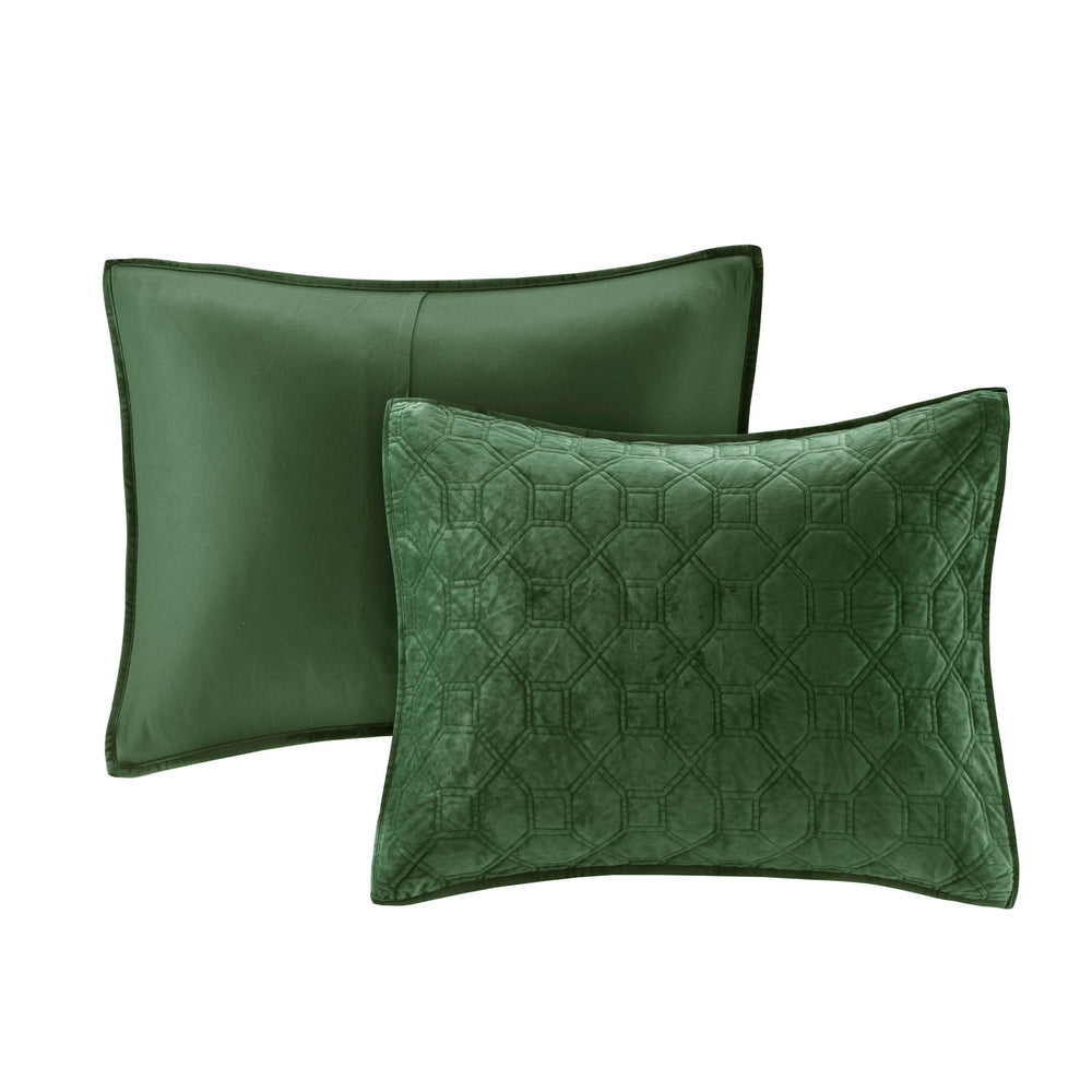 3 Piece Velvet Quilt Set Green King/Cal King Media 7