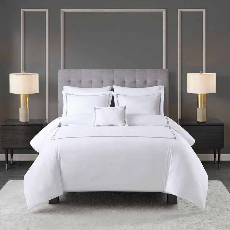 King/Cal King 100% Cotton Sateen Embroidered Comforter Set