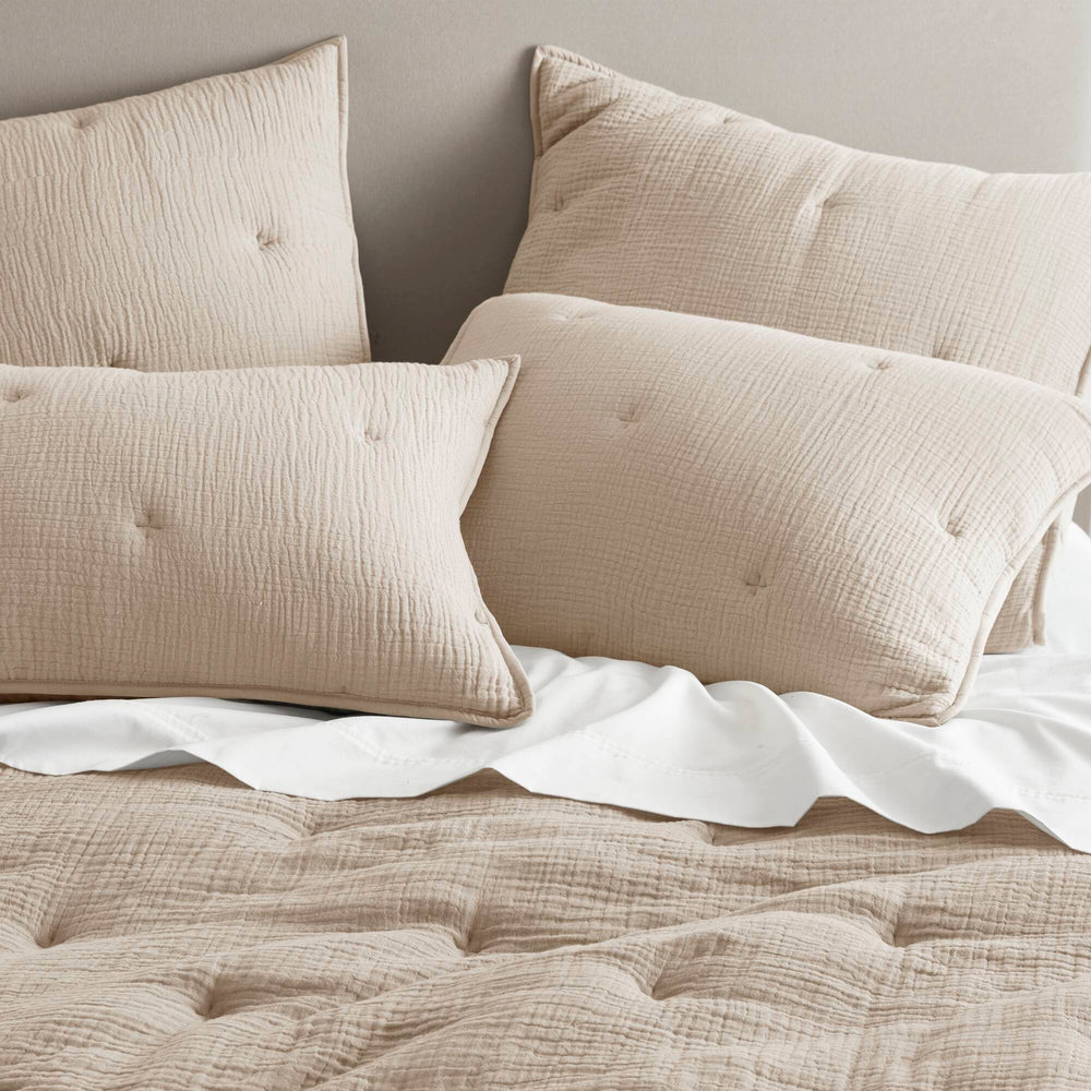 3-Piece Full/Queen Cotton  Embroidered Quilt Set,Taupe Media 20