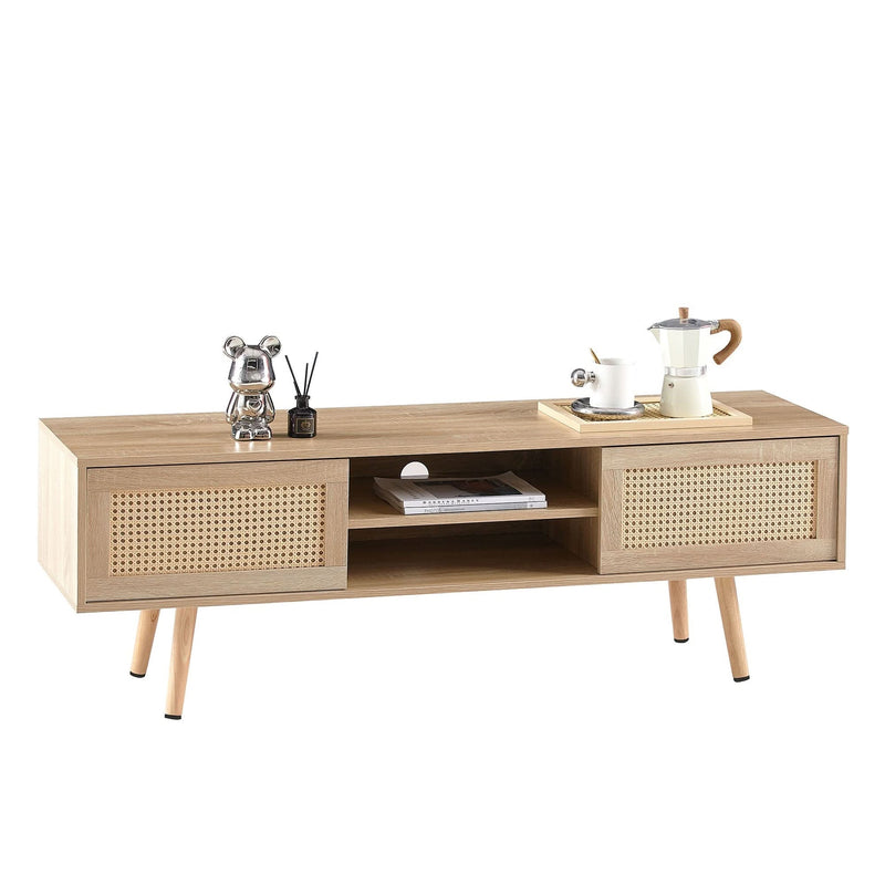 TV Cabinet Solid Wood With Adjustable Shelf For Living Room Use 55 Inch Length