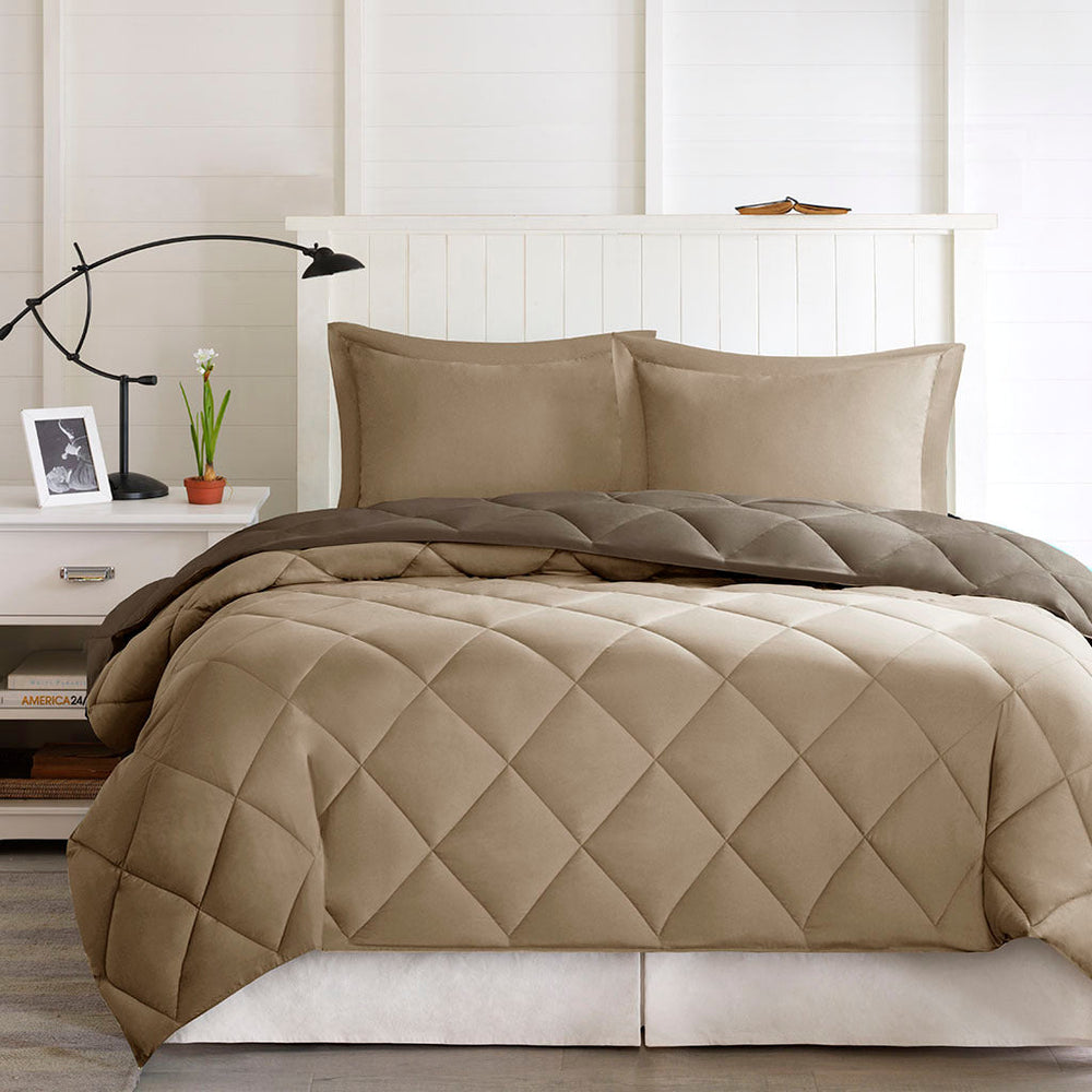 Full/Queen 3M Scotchgard Diamond Quilting Reversible Down Alternative Comforter Set Media 4