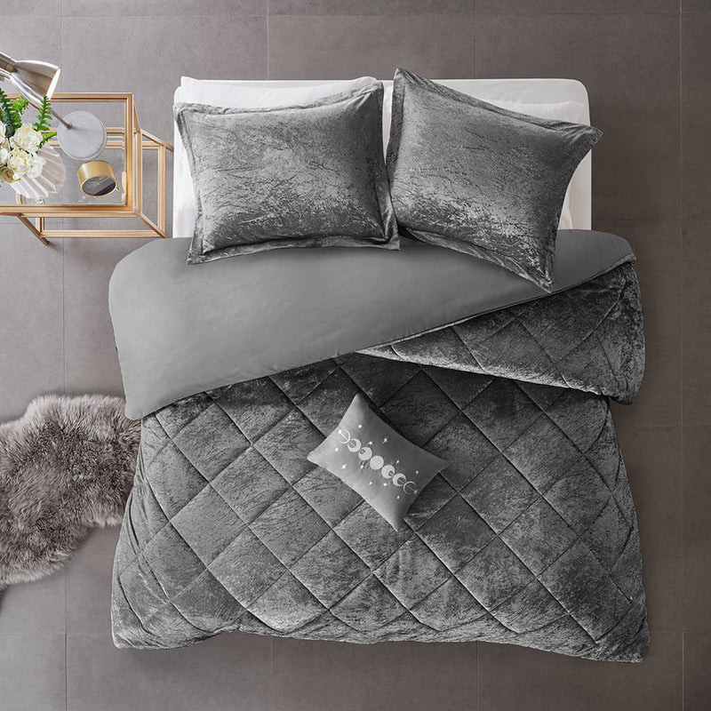 Full/Queen Velvet Duvet Cover Set with Throw Pillow