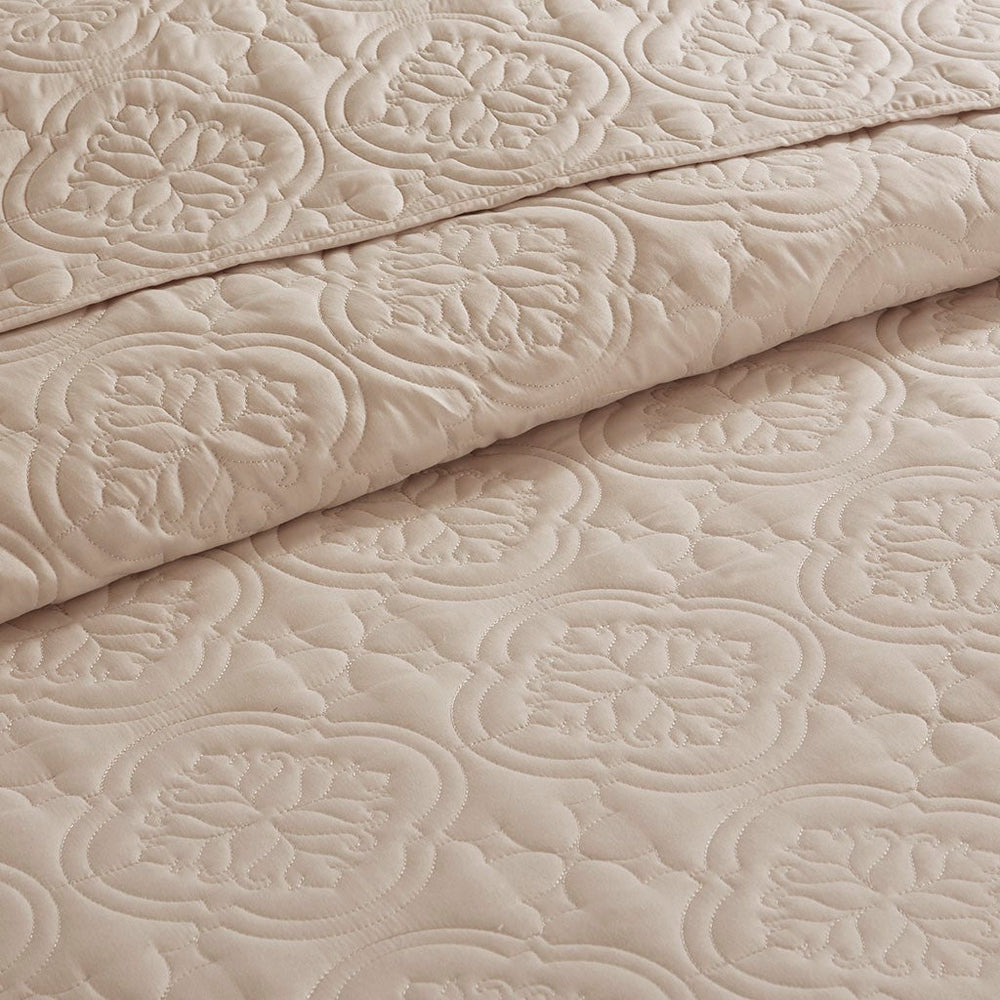 3 Piece Reversible Bedspread Set Khaki King/Cal King Media 2
