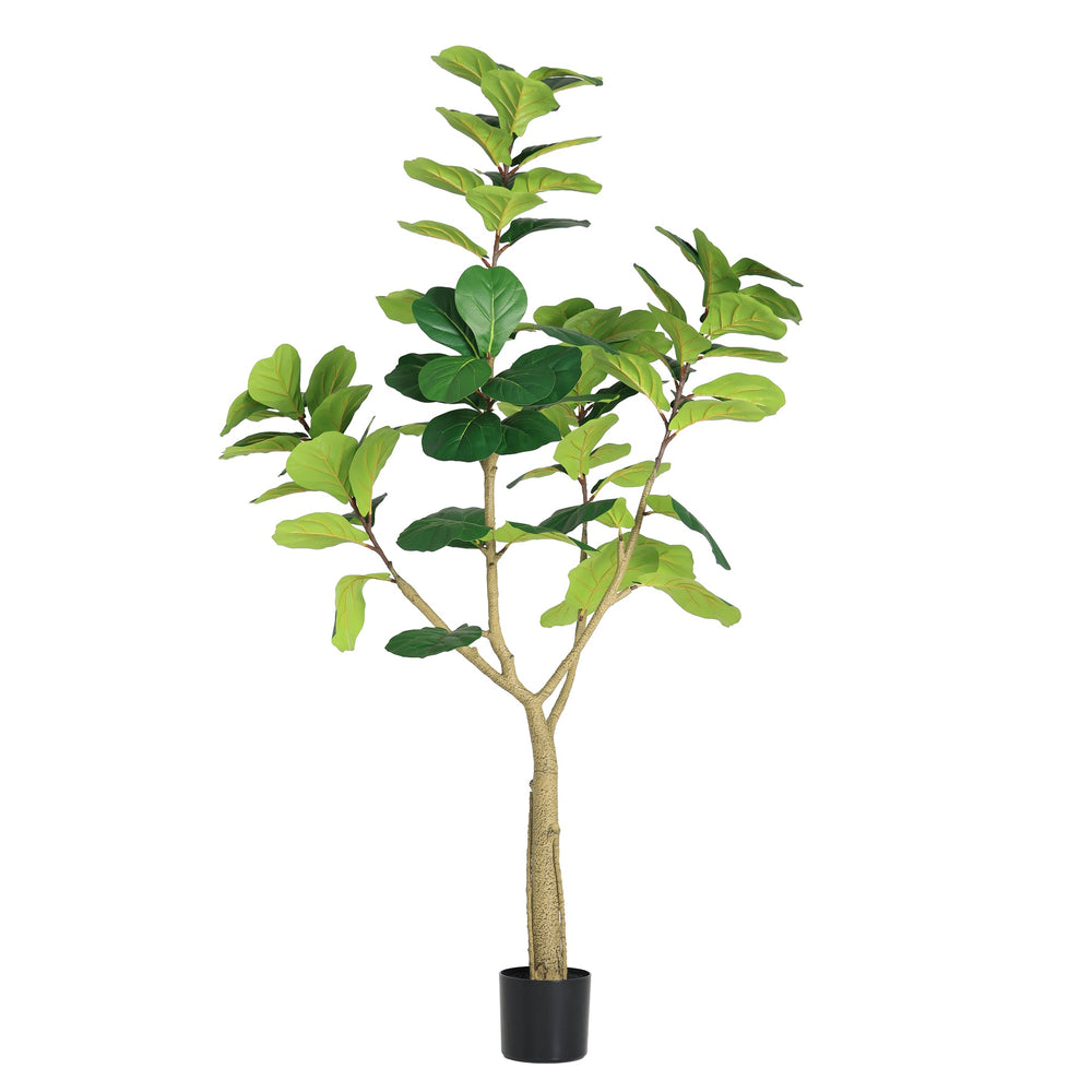6FT Artificial Fiddle Leaf Fig Tree, Realistic Faux Potted Plant in Black Pot, 1pc/set Media 6