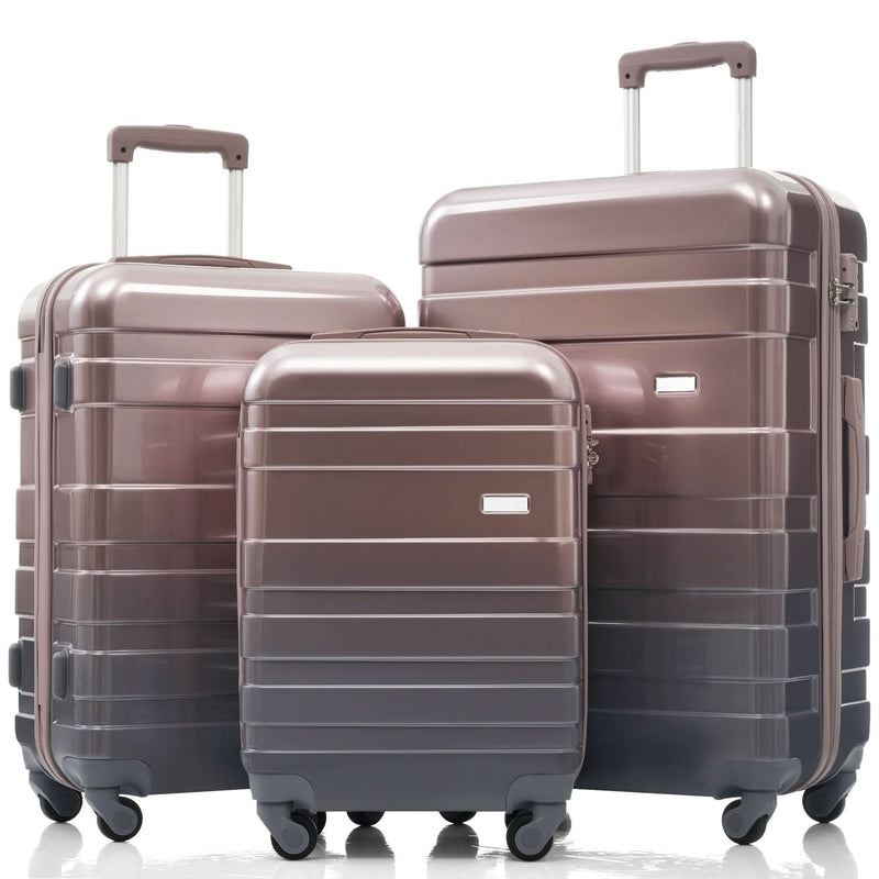 Luggage Set ABS Hardside Lightweight Golden 20 24 28 Inches Spinner Wheels TSA Lock