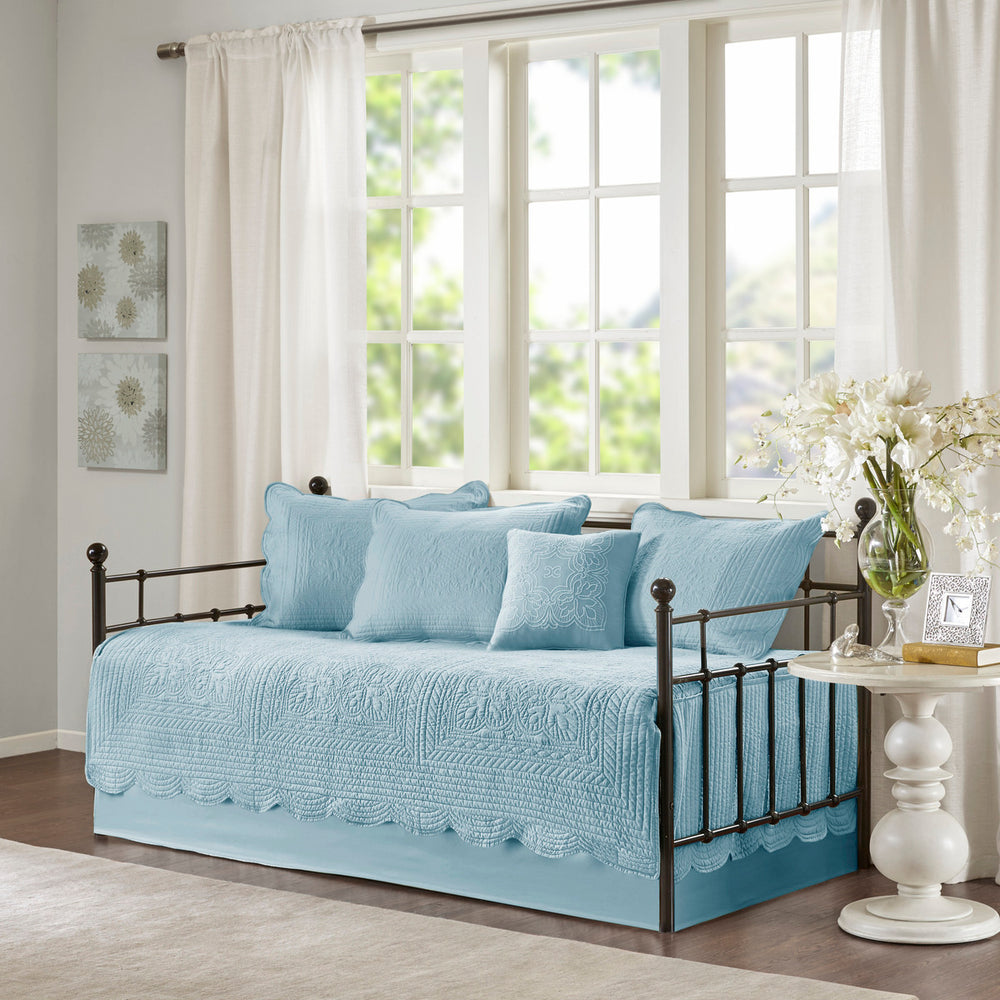 6 Piece Reversible Scalloped Edge Daybed Cover Set Blue Daybed Media 14