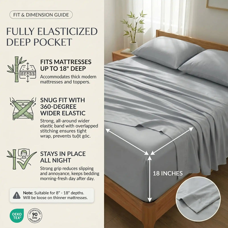 Bamboo Sheet Set Organic Bamboo & Oeko-Tex Certified Soft Sleep Comfort