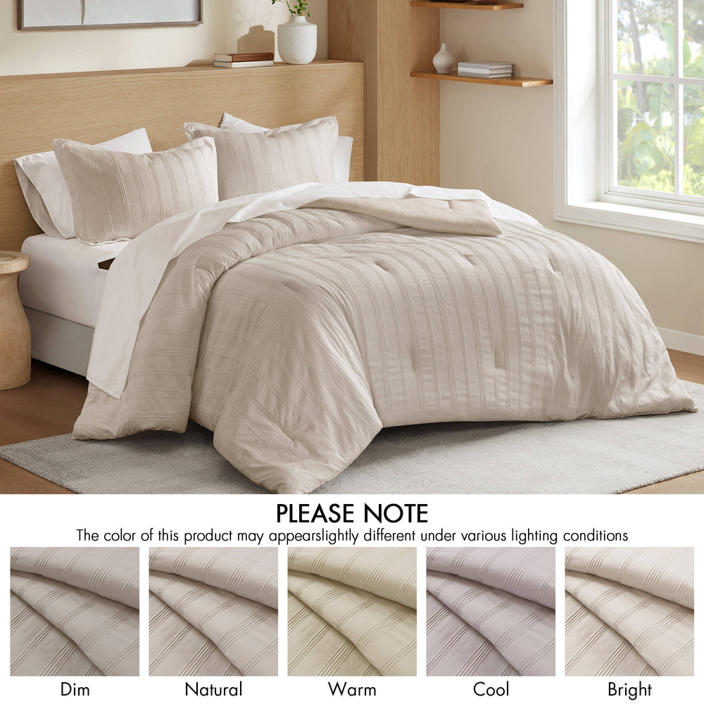 7-Piece Queen Woven Striped Comforter Set Media 2