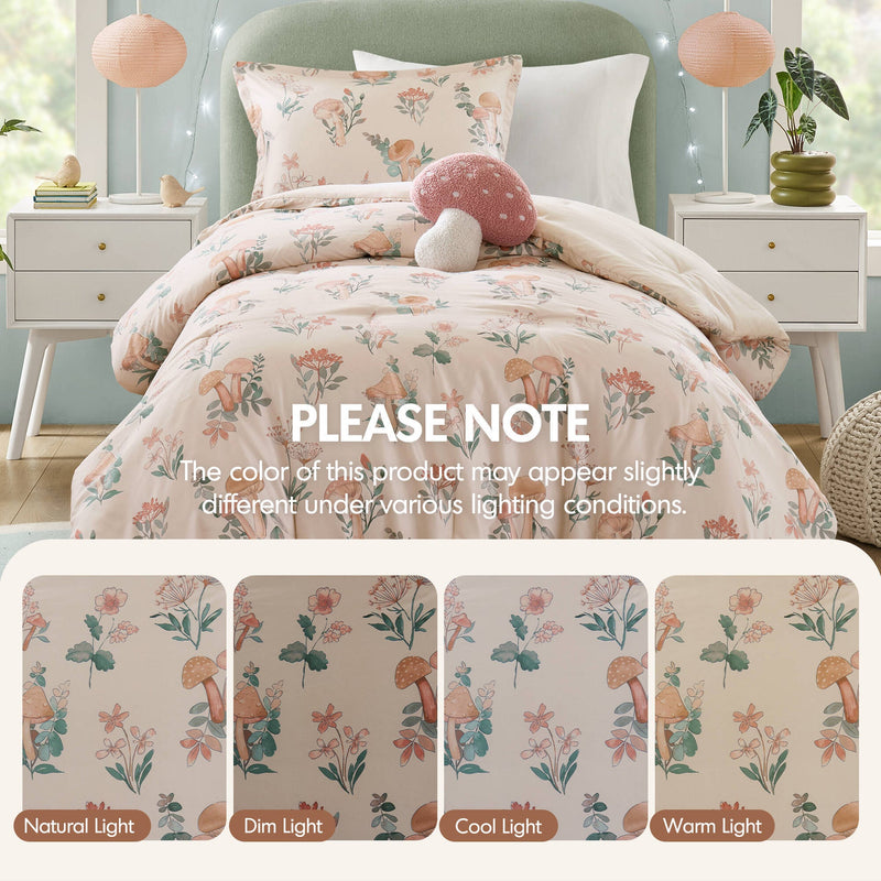 3- Piece Twin/Twin XL Mushroom Garden Comforter Set