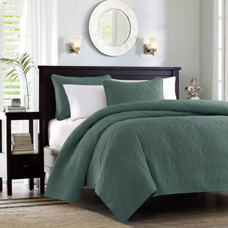 3 Piece Reversible Quilt Set Balsam Green King/Cal King