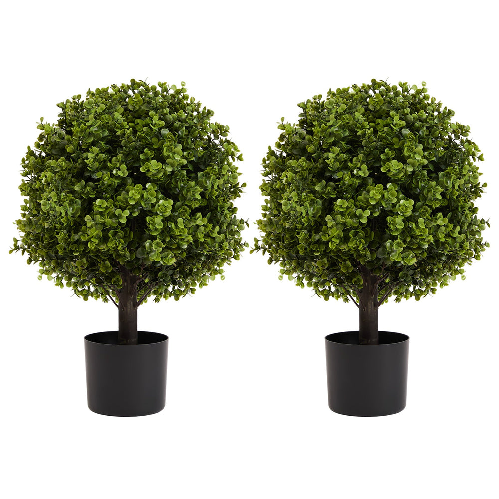 22in Boxwood Ball Shaped Artificial Topiary Shrubs Tree in Pot for Home and Garden Decoration 2pcs/set Media 1
