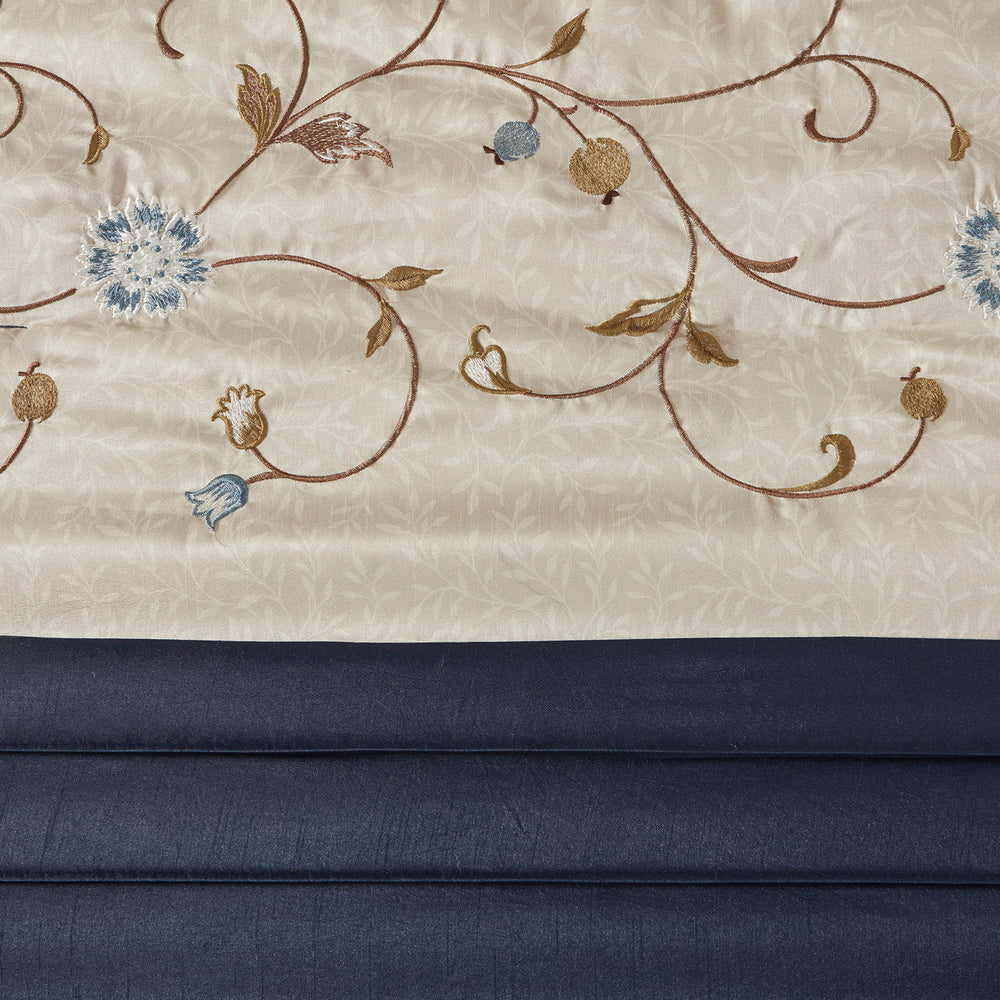 Embroidered 7 Piece Comforter Set Navy Cal King Media 14