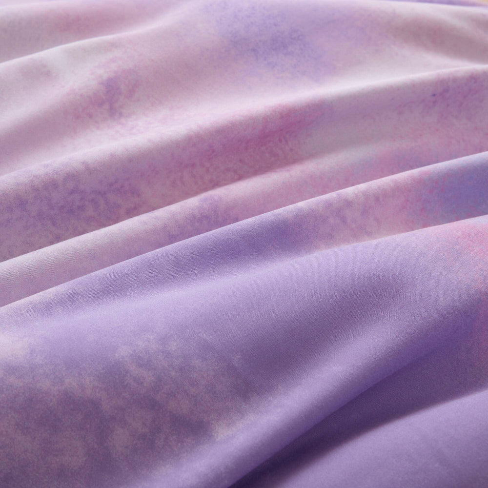 4 Pieces Full/Queen Watercolor Tie Dye Printed Comforter Set with Throw Pillow,Purple Media 16