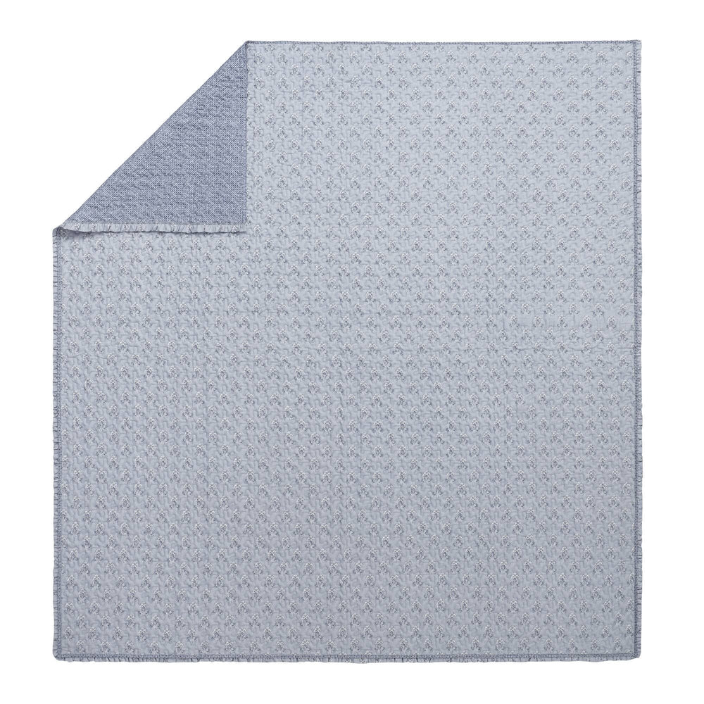 3-Piece Queen 3 Piece Ruffle Printed Quilt Set,Blue Media 3