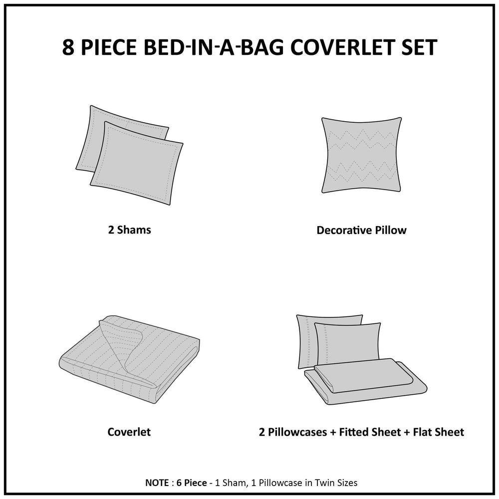 6-Piece Twin 6 Piece Quilt Set with Cotton Bed Sheets,Black Media 6