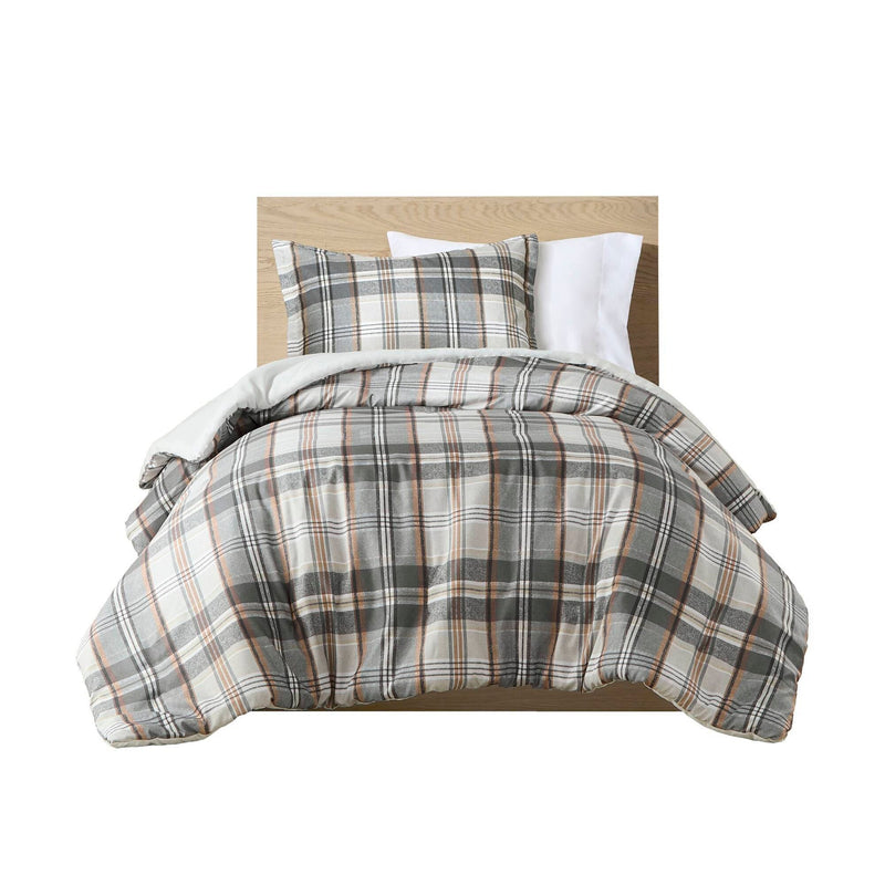 3PCS Full/Queen Plaid Duvet Cover Set