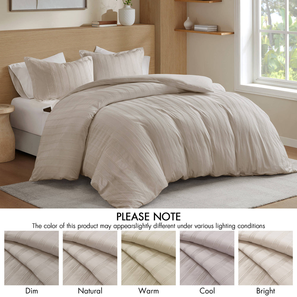 3-Piece King Woven Striped Duvet Set Media 10
