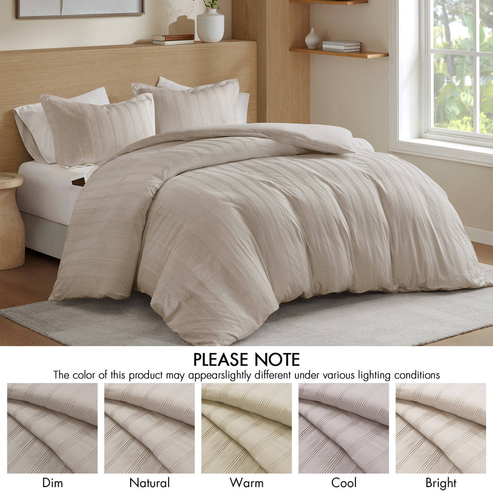 3-Piece Full Woven Striped Duvet Set Media 10