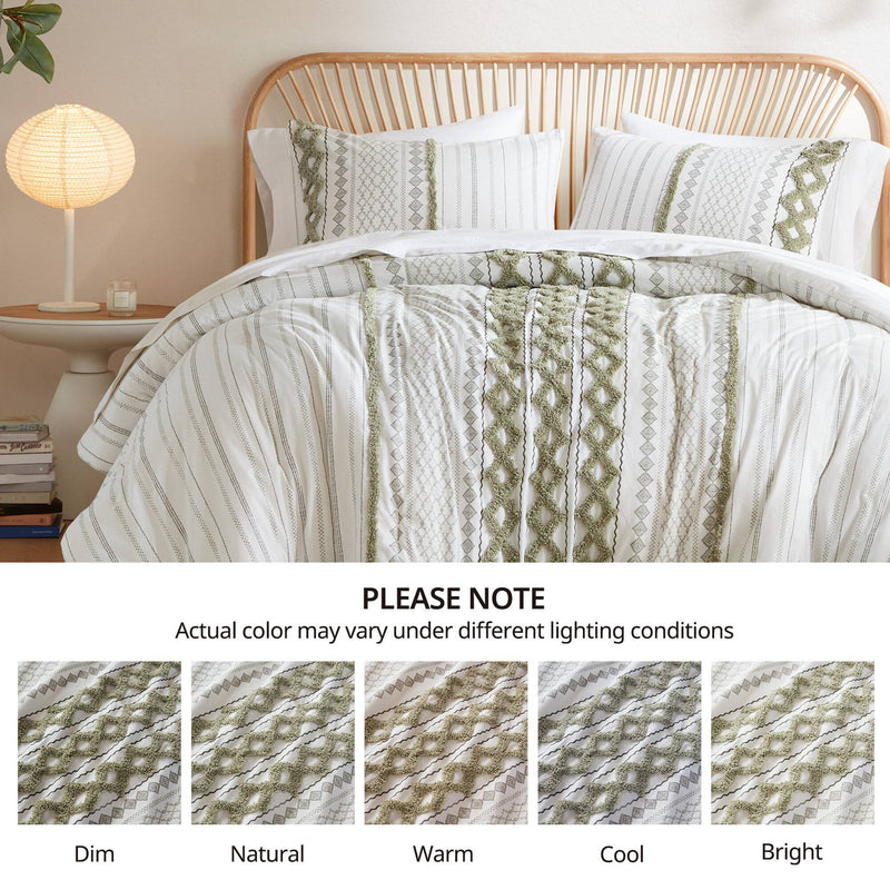 3 PCS Cotton Printed Comforter Set with Chenille
