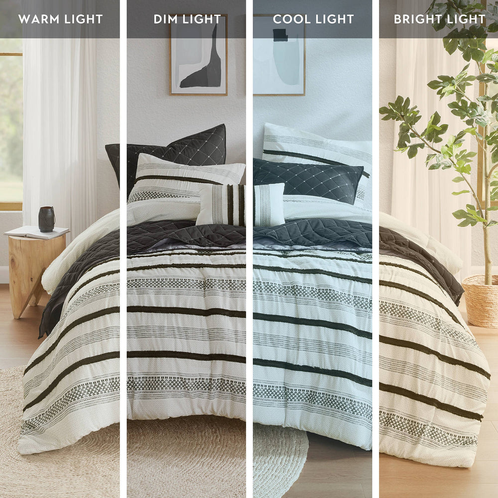 7 Piece Stripe Comforter and Quilt Set-King/Cal King Media 9