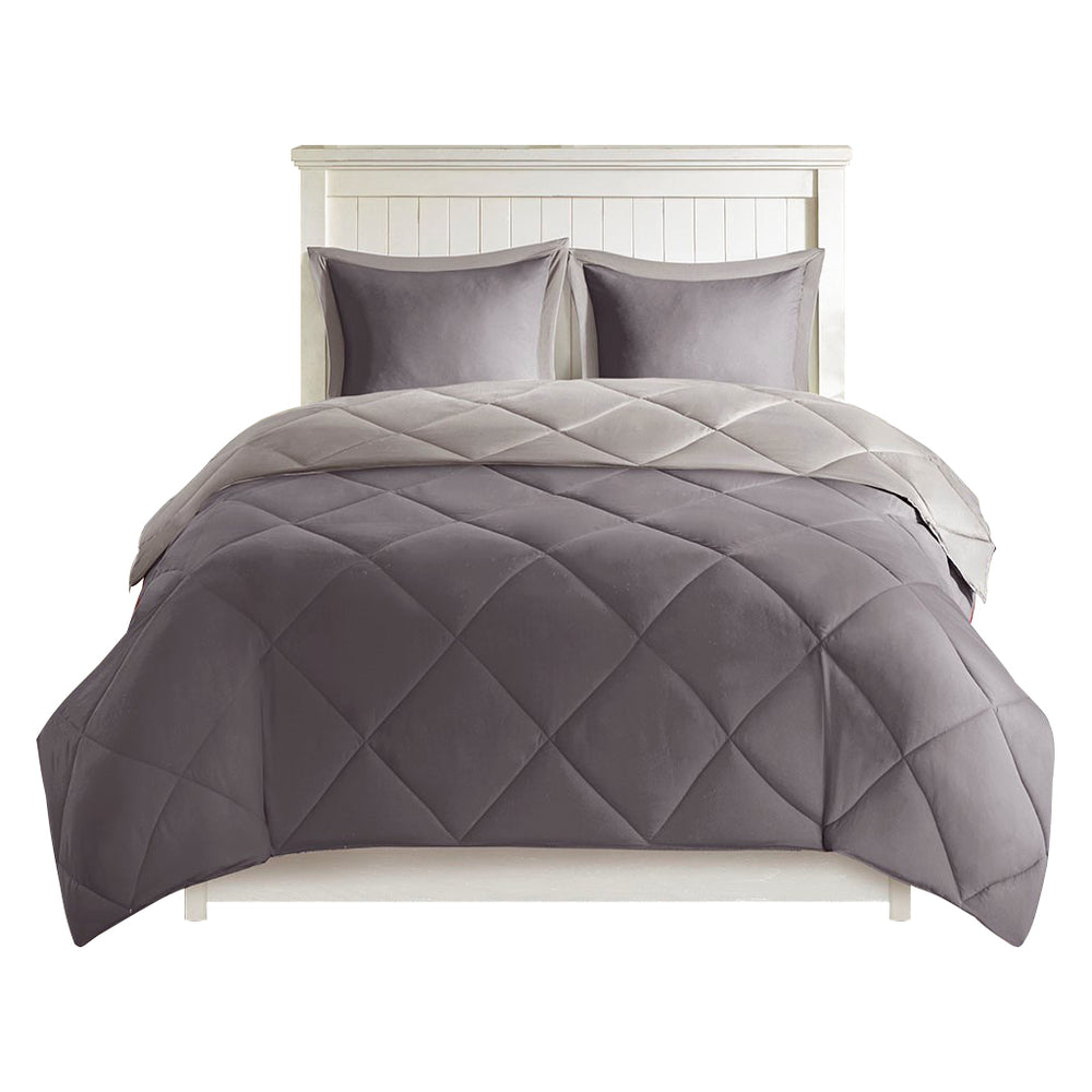 Twin/Twin XL 3M Scotchgard Diamond Quilting Reversible Down Alternative Comforter Set Media 8