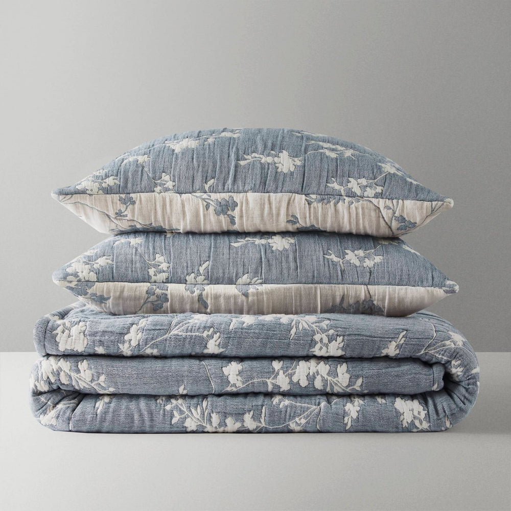 3 Pieces Full/Queen Jacquard Cotton Gauze Quilt Set,Blue Media 17