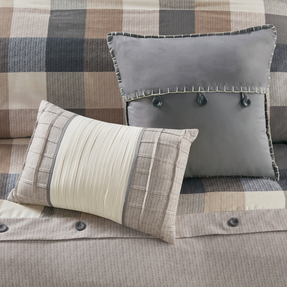 Full/Queen 6 Piece Herringbone Duvet Cover Set Media 6