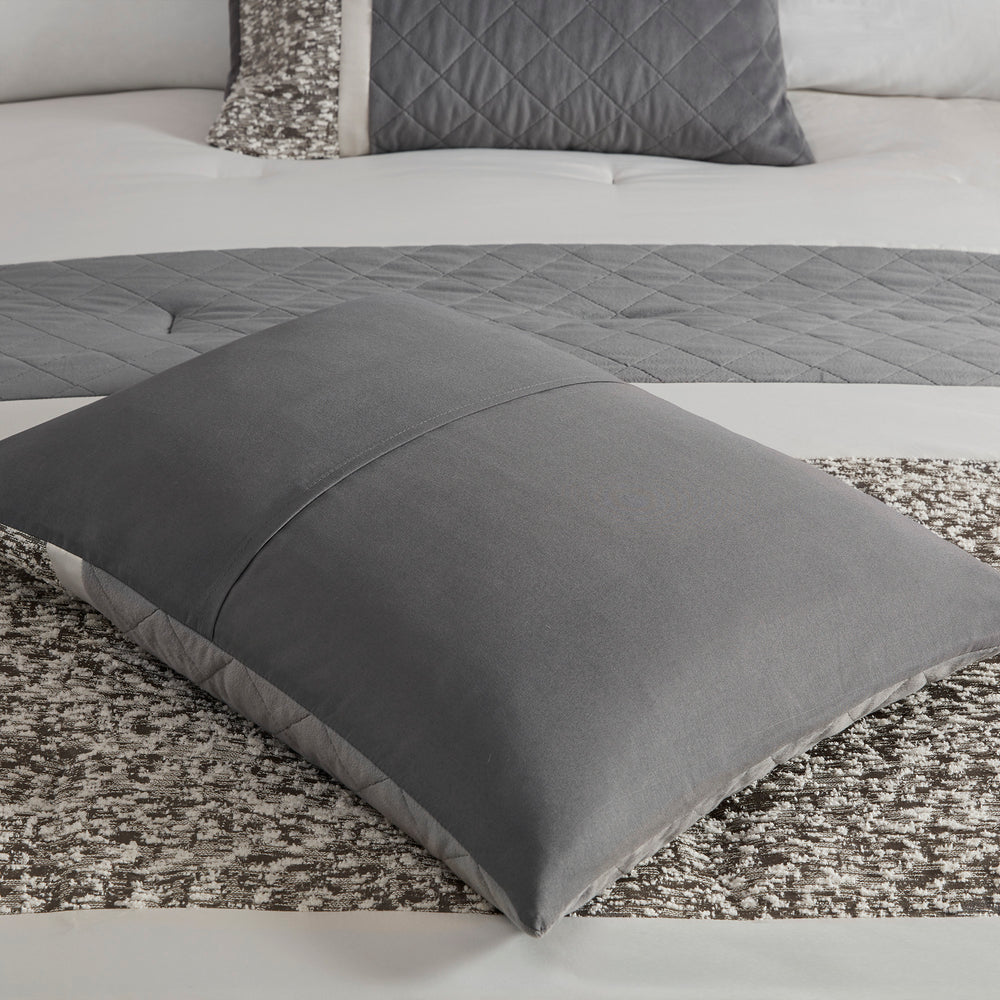 5 Piece Textured Jacquard Stripe Comforter Set with Throw Pillows-King/Cal King Media 16