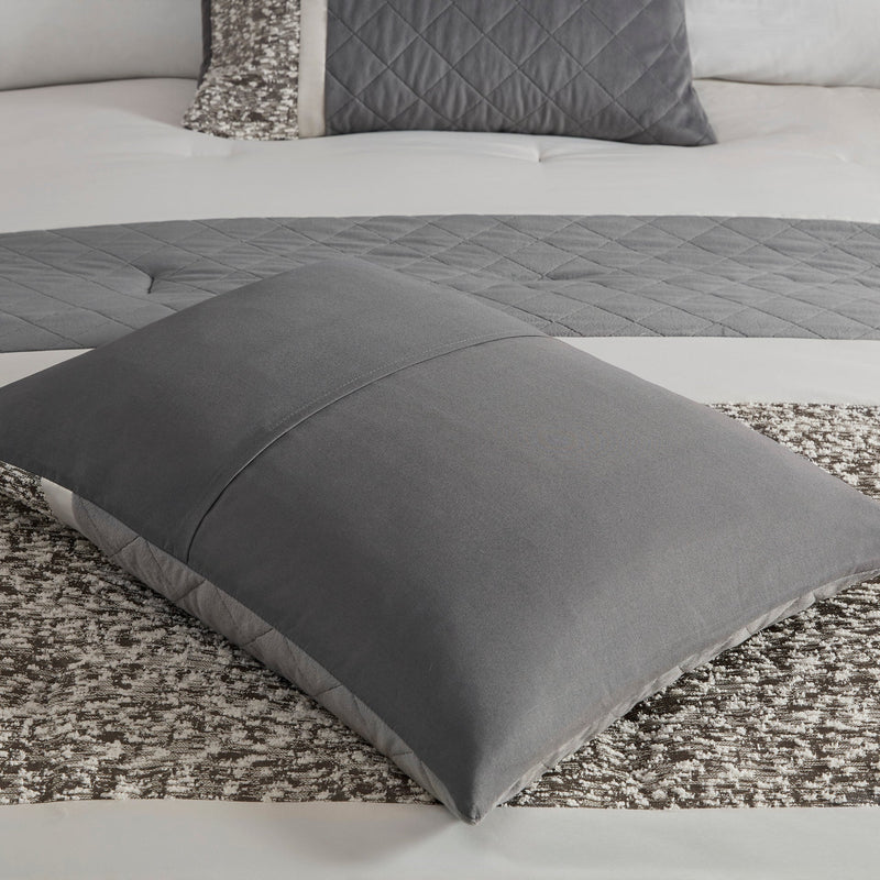 5 Piece Textured Jacquard Stripe Comforter Set with Throw Pillows-King/Cal King