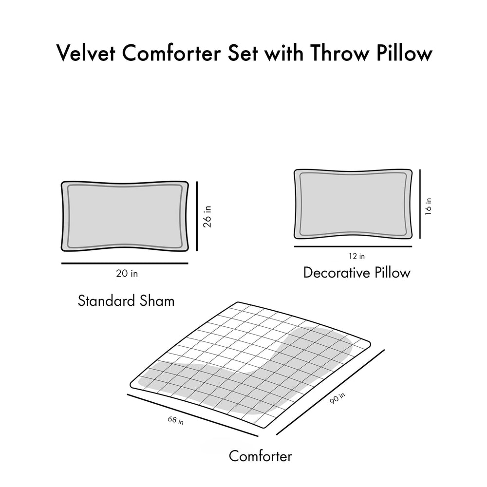 Twin/Twin XL Velvet Comforter Set with Throw Pillow Media 15