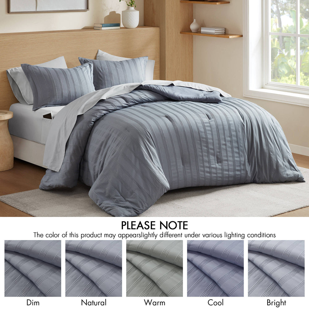 7-Piece Queen Woven Striped Comforter Set Media 2