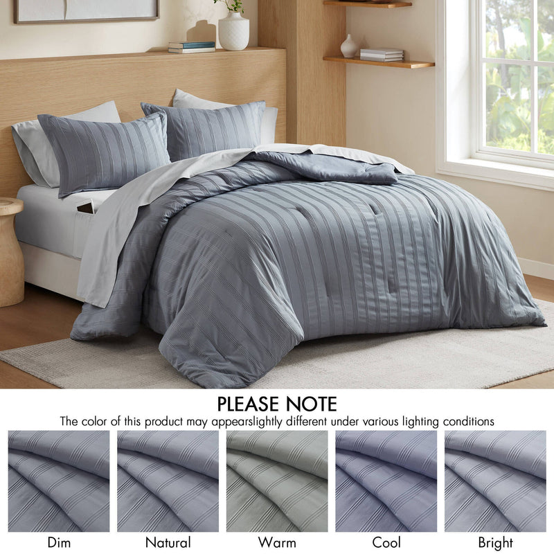 7-Piece King Woven Striped Comforter Set