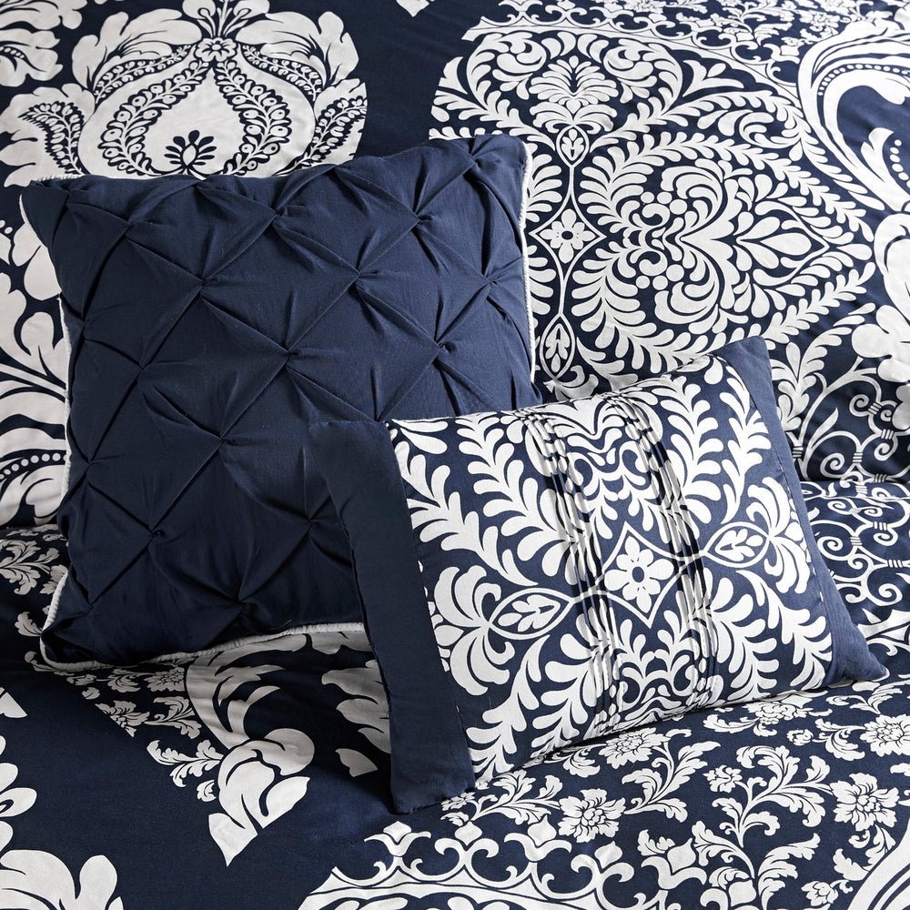 7 Piece Cotton Printed Comforter Set Indigo Cal King Media 10