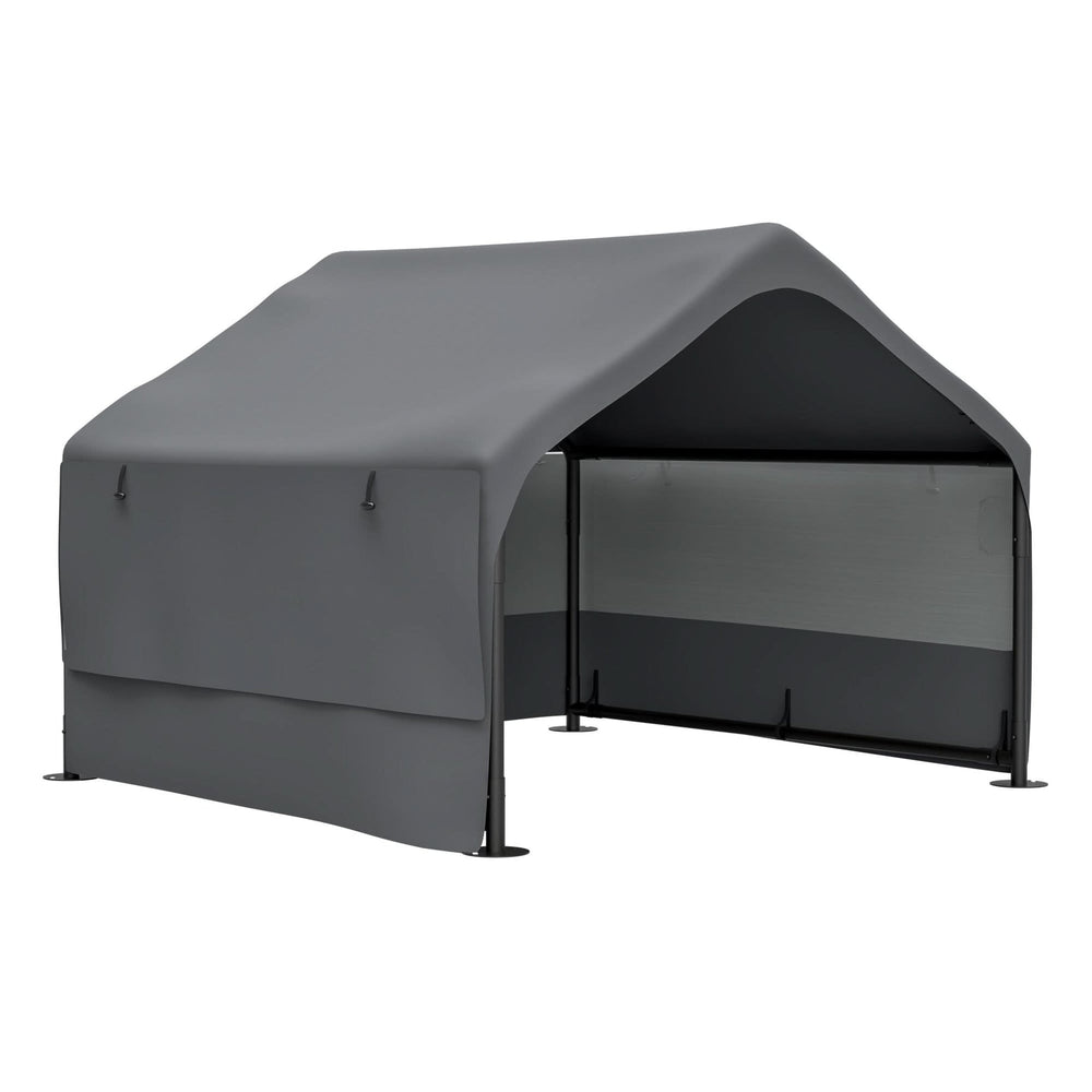 Extra Large Outdoor Dog House Tent with 3-Sided Mesh Windows, Breathable Sun Rain Cover Pet Shelter with Canopy and Ground Stakes for Dogs, Cats, Livestock – 4' x 4' x 3.3', Gray Media 19