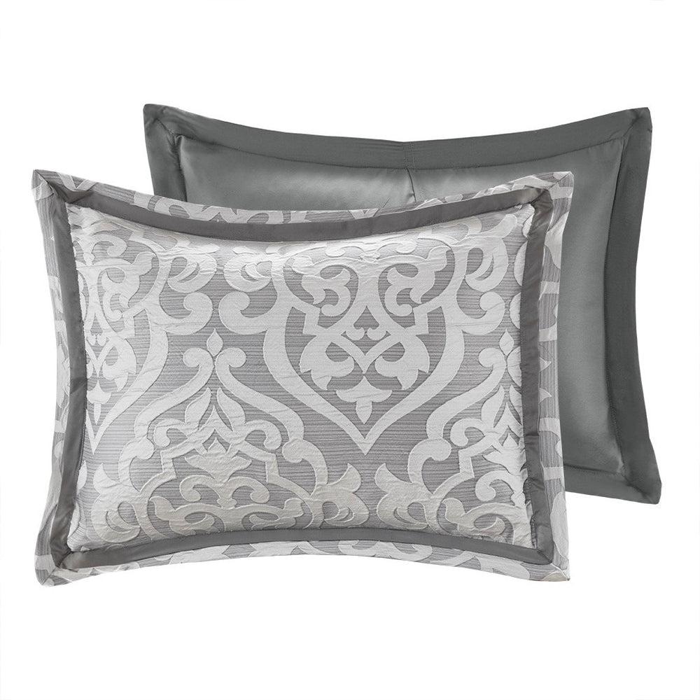 8 Piece Jacquard Comforter Set Silver/Silver Queen Media 9