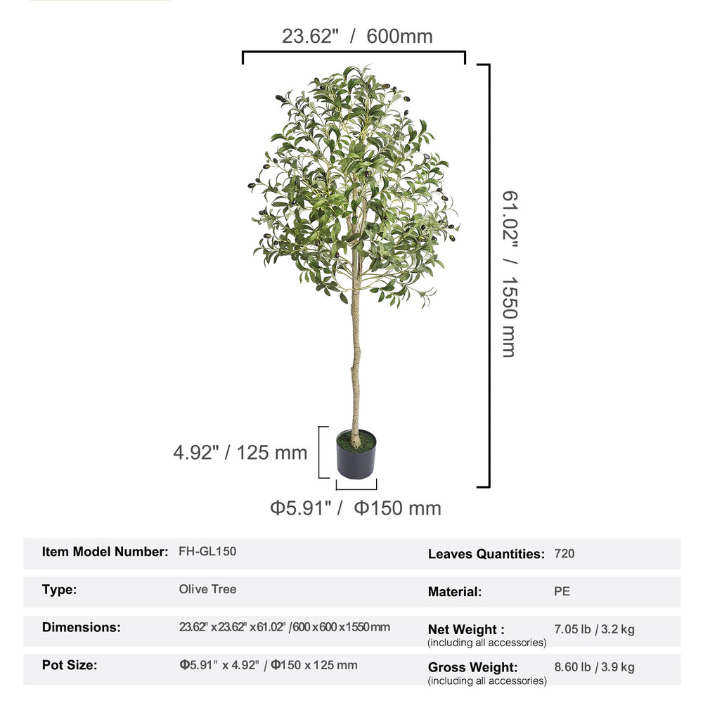 Artificial Olive Tree, 5 FT Tall Faux Plant, Secure PE Material & Anti-Tip Tilt Protection Low-Maintenance Plant, Lifelike Green Fake Potted Tree for Home Office Warehouse Decor Indoor Outdoor Media 7