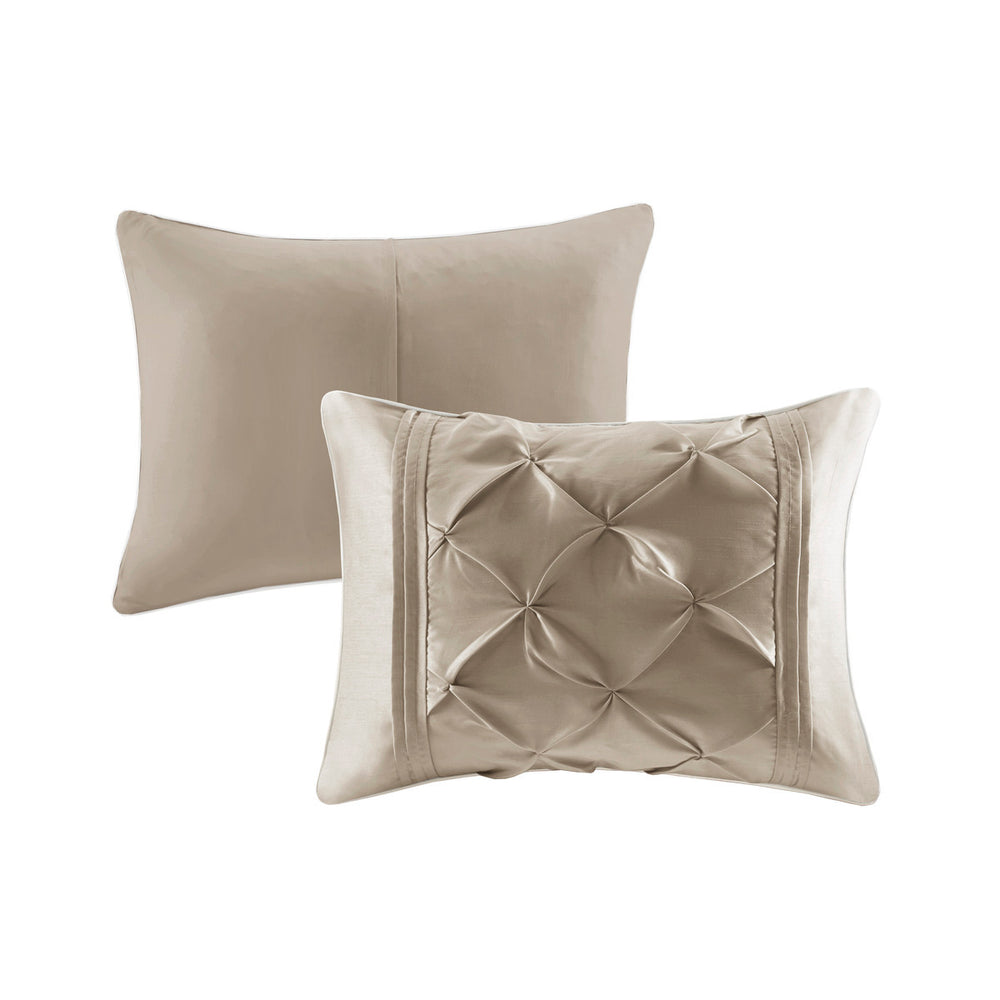 7 Piece Tufted Comforter Set Taupe King Media 4