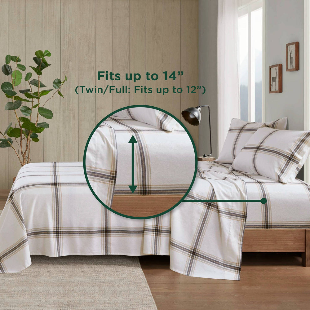 3 PCS Twin Sheet Set Tan Plaid Media 11
