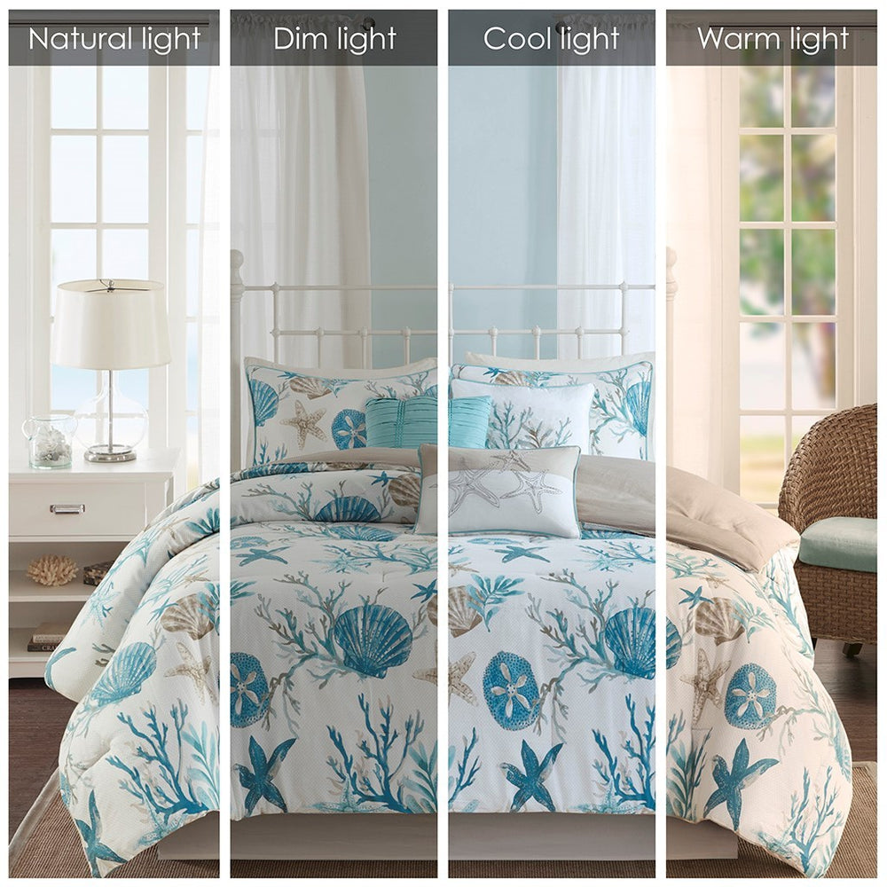 7 Piece Cotton Sateen Comforter Set Aqua Queen Media 4