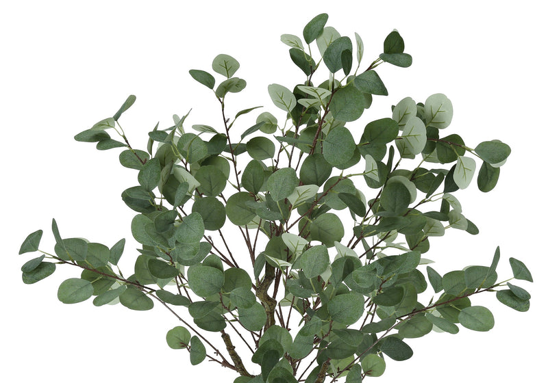 Artificial Plant, 46' Tall, Eucalyptus Tree, Indoor, Faux, Fake, Floor, Greenery, Potted, Decorative, Green Leaves, Black Pot