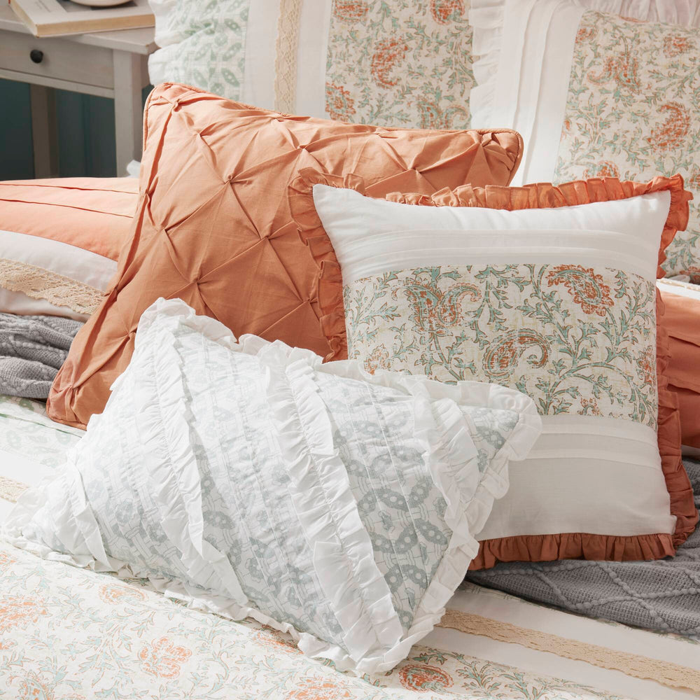 9 Piece Cotton Percale Comforter Set Coral Cal King Media 9