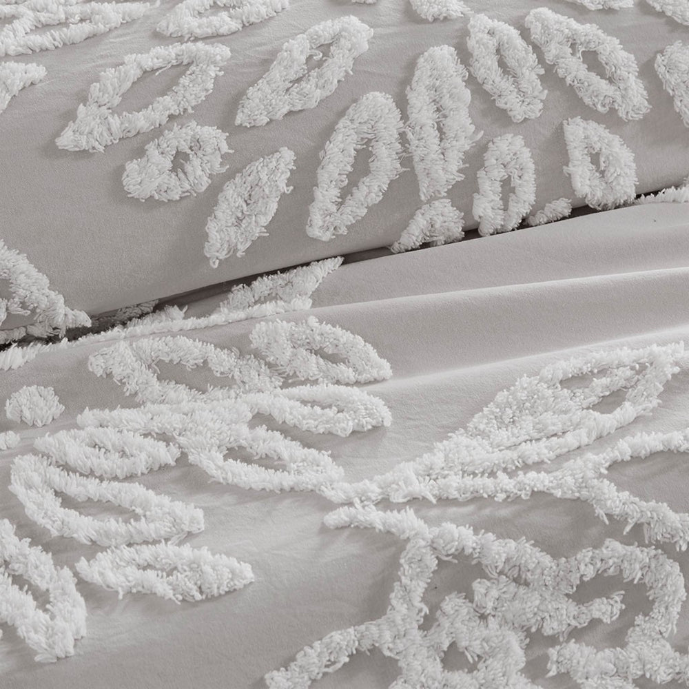 King/Cal King 3 Piece Tufted Cotton Chenille Floral Duvet Cover Set Media 5